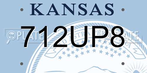 712UP8 Kansas License Plate