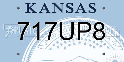 717UP8 Kansas License Plate