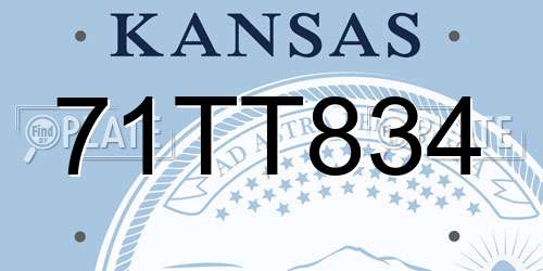 71TT834 Kansas License Plate
