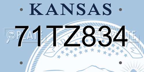 71TZ834 Kansas License Plate