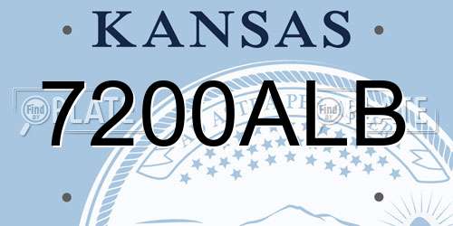 7200ALB Kansas License Plate