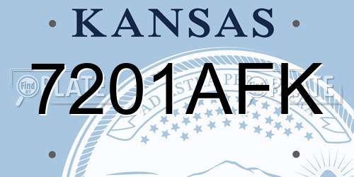 7201AFK Kansas License Plate