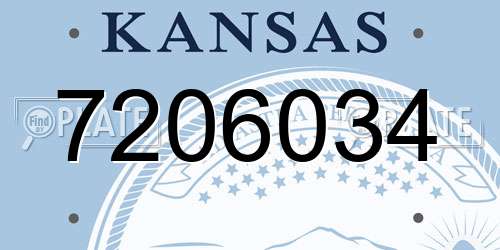 7206034 Kansas License Plate