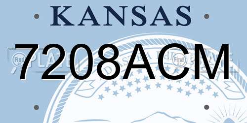 7208ACM Kansas License Plate