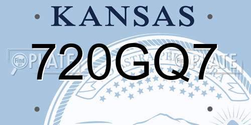 720GQ7 Kansas License Plate