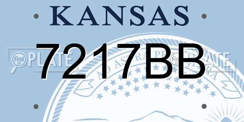 7217BB Kansas License Plate
