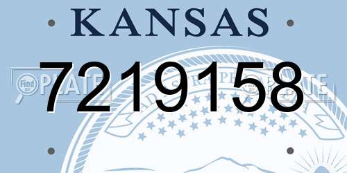 7219158 Kansas License Plate