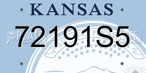 72191S5 Kansas License Plate