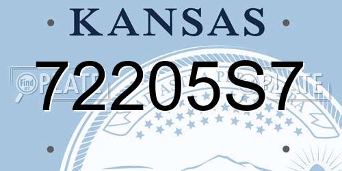 72205S7 Kansas License Plate