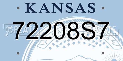 72208S7 Kansas License Plate