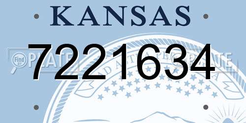 7221634 Kansas License Plate