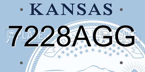7228AGG Kansas License Plate