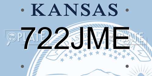 722JME Kansas License Plate