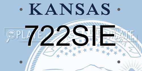 722SIE Kansas License Plate