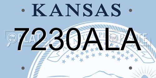 7230ALA Kansas License Plate