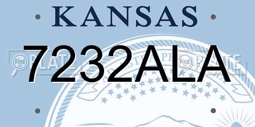 7232ALA Kansas License Plate