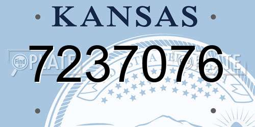 7237076 Kansas License Plate