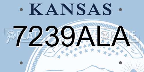 7239ALA Kansas License Plate