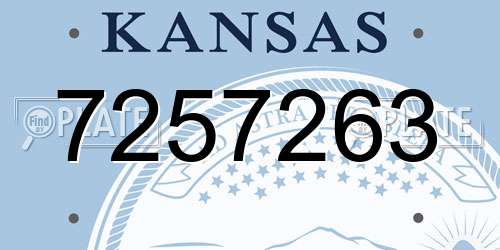 7257263 Kansas License Plate