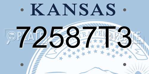 72587T3 Kansas License Plate