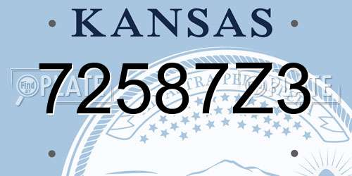 72587Z3 Kansas License Plate