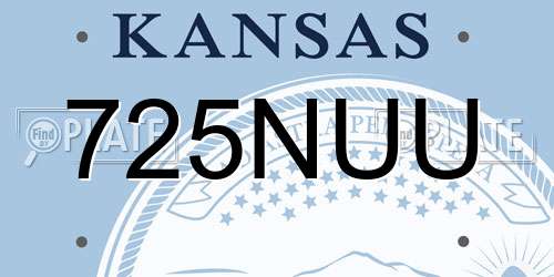 725NUU Kansas License Plate