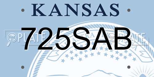 725SAB Kansas License Plate