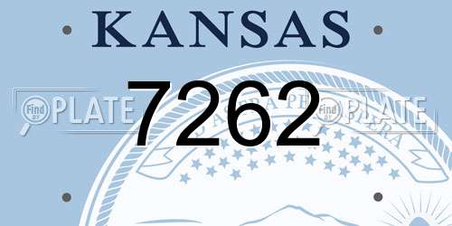 7262 Kansas License Plate