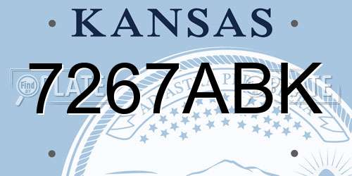 7267ABK Kansas License Plate