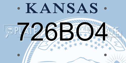 726BO4 Kansas License Plate