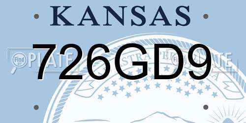 726GD9 Kansas License Plate