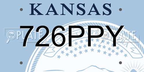 726PPY Kansas License Plate