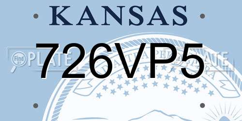 726VP5 Kansas License Plate