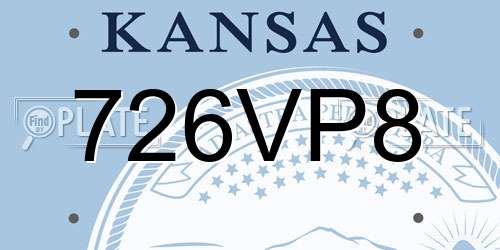 726VP8 Kansas License Plate