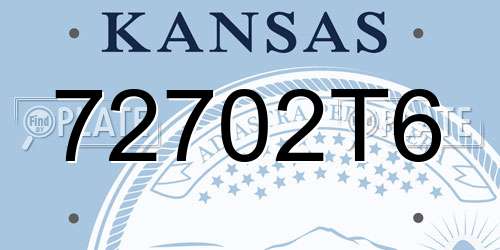 72702T6 Kansas License Plate