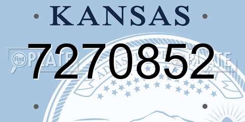 7270852 Kansas License Plate