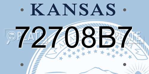 72708B7 Kansas License Plate
