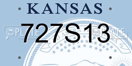 727S13 Kansas License Plate