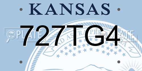 727TG4 Kansas License Plate