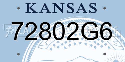 72802G6 Kansas License Plate