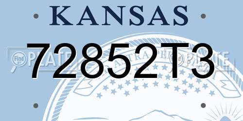 72852T3 Kansas License Plate