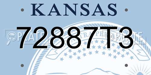 72887T3 Kansas License Plate