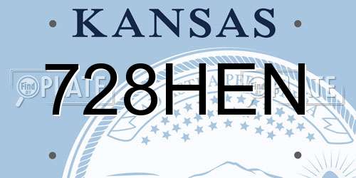 728HEN Kansas License Plate