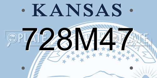 728M47 Kansas License Plate
