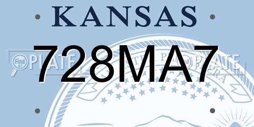 728MA7 Kansas License Plate