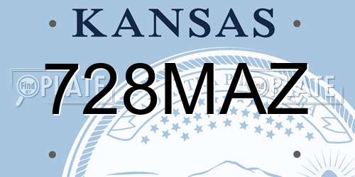 728MAZ Kansas License Plate
