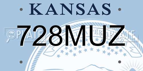 728MUZ Kansas License Plate