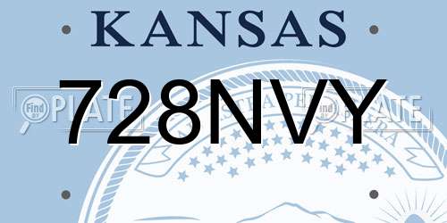 728NVY Kansas License Plate