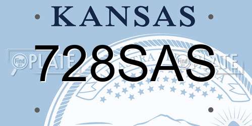 728SAS Kansas License Plate