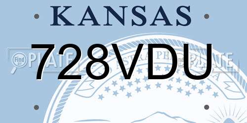 728VDU Kansas License Plate